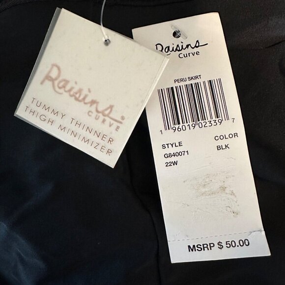 Raisins Curve Womens Plus Size 22W Black Stretch‎ Stir Up Peru Swim Skirt Bottom - Picture 5 of 7